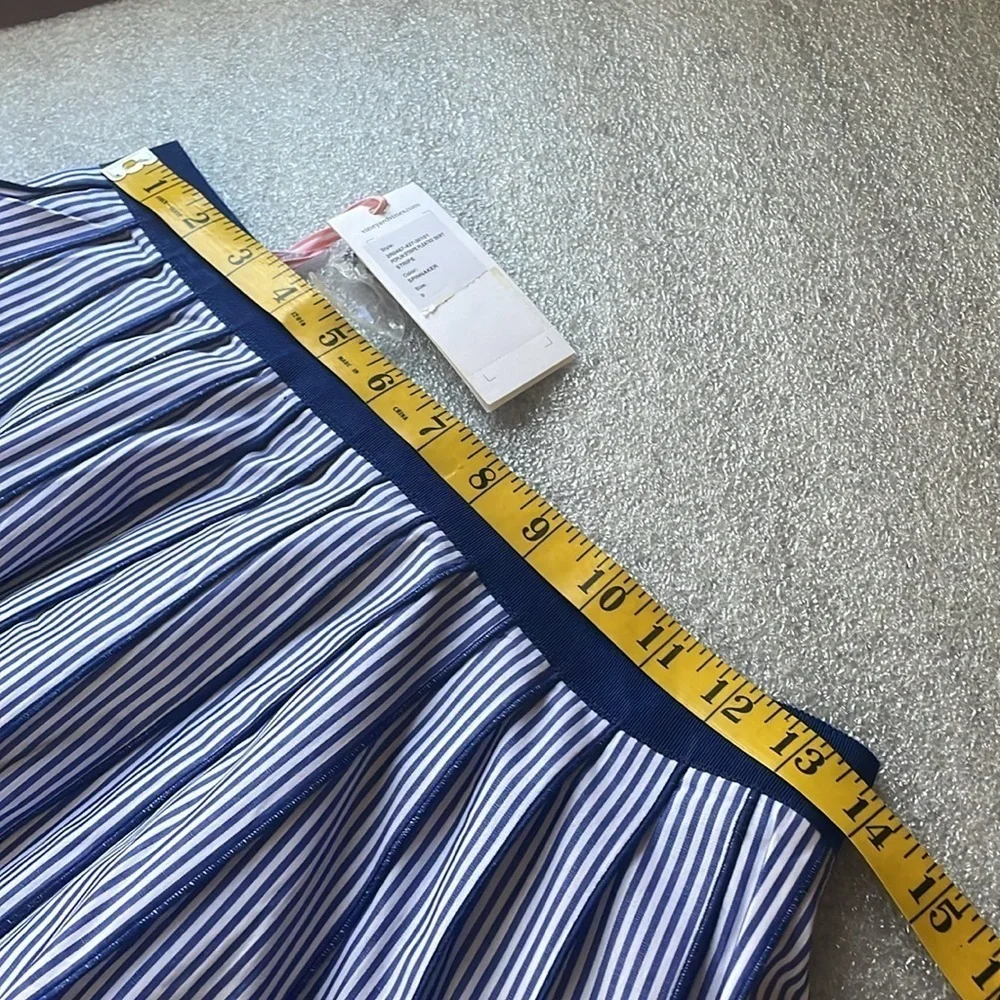NWT Vineyard Vines Poplin Stripe Pleated A-Line Stripe Skirt Size 0 Blue White
